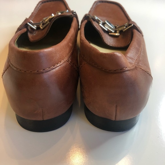 COLE HAAN Leather Metal Accent Driving Loafer 6 Horsebit Chain Link Career Brown - Picture 3 of 6